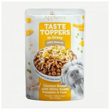 APPLAWS Taste Toppers, XS-XL, Pui și Legume, plic hrană umedă monoproteică fără cereale câini, (în sos), 85g