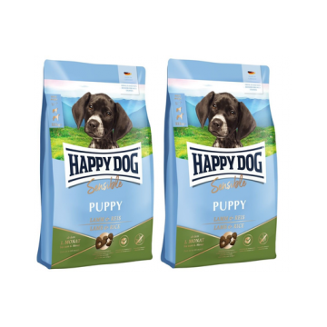 HAPPY DOG Sensible Puppy Lamm 20 (2x10 kg) cu miel si orez, pentru catei cu tract digestiv sensibil