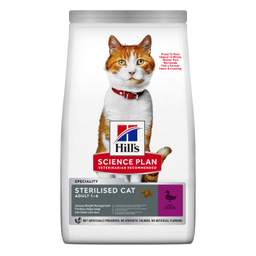 HILL'S SCIENCE PLAN Adult Sterilised, Rață, hrană uscată pisici sterilizate, 10kg