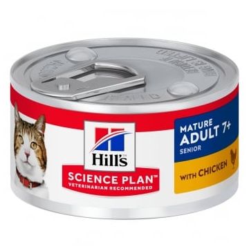 HILL'S SCIENCE PLAN Mature Adult 7+, Pui, conservă hrană umedă pisici senior, (pate), 82g