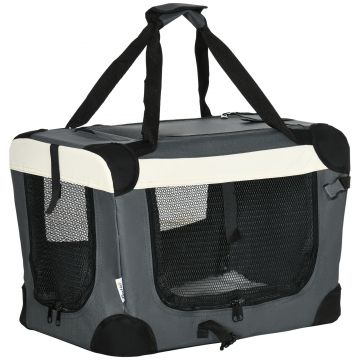 PawHut 51cm Transportor pliabil pentru animale de companie, cusca pentru caini, gri | AOSOM RO