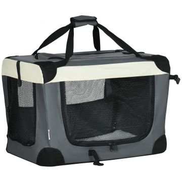PawHut 60cm Transportor pliabil pentru animale de companie, cusca pentru caini, gri | AOSOM RO