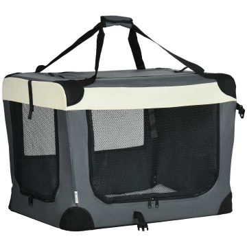 PawHut 70cm Transportor pliabil pentru animale de companie, cusca pentru caini, gri | AOSOM RO