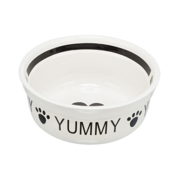 TRIXIE Bol ceramic pentru caini si pisici, alb/negru, 0,25 l/ 13 cm