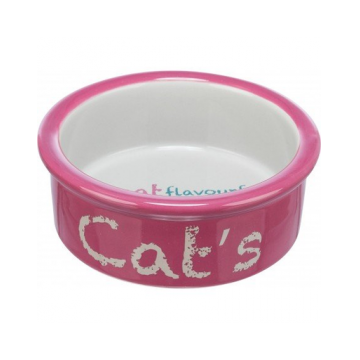 TRIXIE Bol ceramic pentru pisica, roz/gri, 0,3 l/ 12 cm
