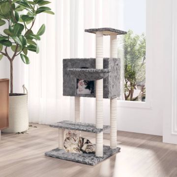 vidaXL Ansamblu pisici, stâlpi din funie sisal, gri deschis, 108,5 cm