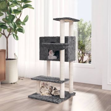vidaXL Ansamblu pisici, stâlpi din funie sisal, gri închis, 108,5 cm