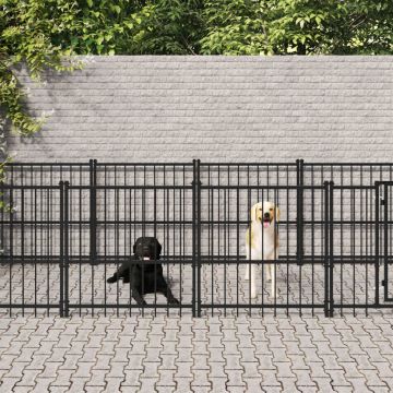 vidaXL Padoc pentru câini de exterior, 13,14 m², oțel