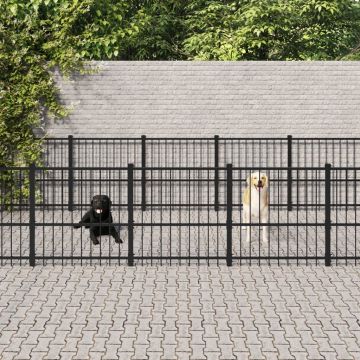 vidaXL Padoc pentru câini de exterior, 14,11 m², oțel