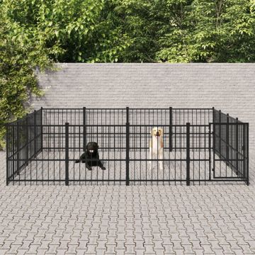 vidaXL Padoc pentru câini de exterior, 15,05 m², oțel