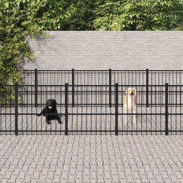 vidaXL Padoc pentru câini de exterior, 16,94 m², oțel