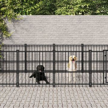 vidaXL Padoc pentru câini de exterior, 18,77 m², oțel