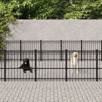 vidaXL Padoc pentru câini de exterior, 22,58 m², oțel
