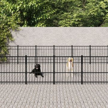 vidaXL Padoc pentru câini de exterior, 32,93 m², oțel