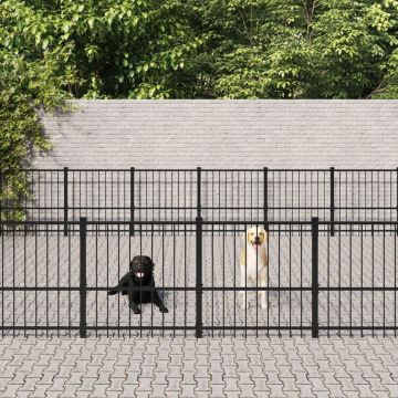 vidaXL Padoc pentru câini de exterior, 39,52 m², oțel