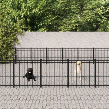 vidaXL Padoc pentru câini de exterior, 46,1 m², oțel