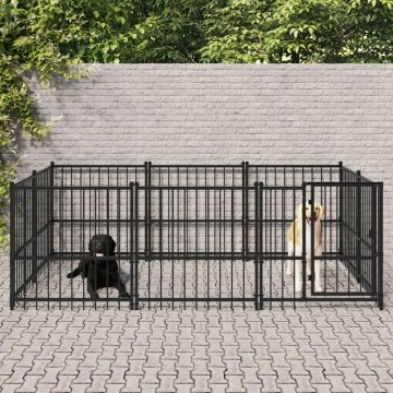 vidaXL Padoc pentru câini de exterior, 5,63 m², oțel