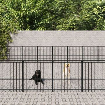 vidaXL Padoc pentru câini de exterior, 60,22 m², oțel