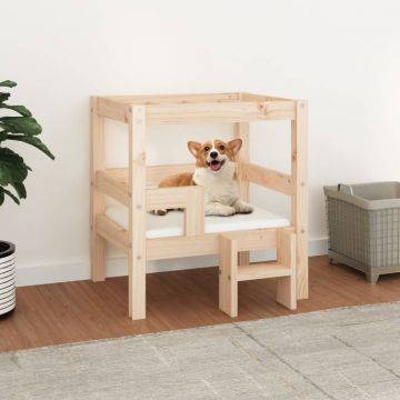 vidaXL Pat pentru câini, 55,5x53,5x60 cm, lemn masiv de pin