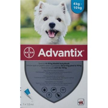 Advantix 100 Caini, 4-10 kg, 1 pipeta