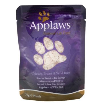 Applaws plic hrana umeda pisici Piept de Pui si Orez Salbatic 12x70 g