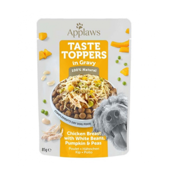 APPLAWS Taste Toppers Hrana umeda pentru caini, cu piept de pui, fasole și dovleac în sos12 x 85 g