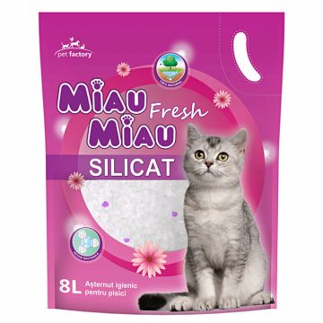 Asternut igienic pentru pisici Miau Miau, Floral, Silicat 8L ieftin