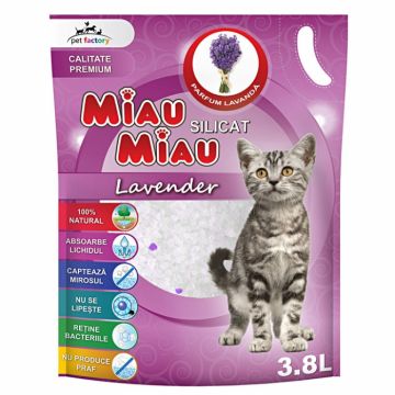 Asternut Igienic Silicat Miau Miau Lavanda, 3.8 litri ieftin