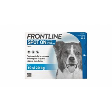 Frontline Spot On Caine M (10-20 kg) - 3 Pipete Antiparazitare (Fipronil)