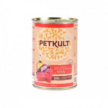 Hrana umeda Petkult Adult cu vita 400 g