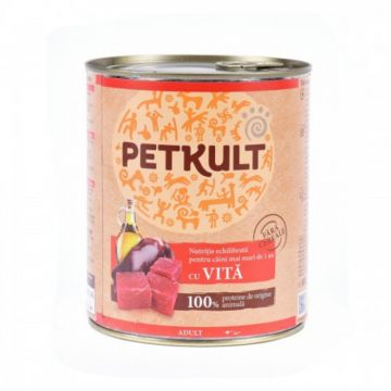 Hrana umeda Petkult Adult cu vita 800 g ieftina