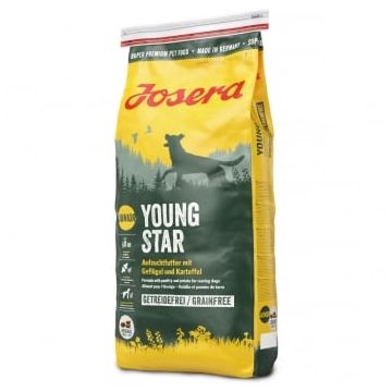 JOSERA Youngstar, XS-XL, Pasăre, hrană uscată fără cereale câini junior, sistem digestiv, 15kg