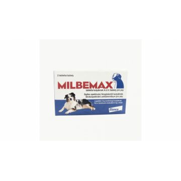 Milbemax Dog 12.5 125 mg (5 - 25 kg), 2 tablete la reducere