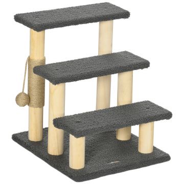 PawHut Ansamblu pentru pisici de 48cm, scara pentru pisici cu 3 straturi, jucarie de catarat pisici | AOSOM RO
