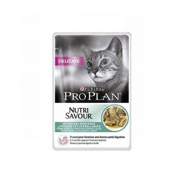 Pro Plan Delicate Nutrisavour Sos cu peste oceanic, 24x85 g la reducere