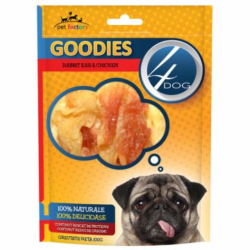 Recompense 4DOG Goodies Rabbit Ear with Chicken 100g ieftina