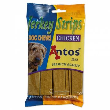 Recompense pentru caini Antos Jerkey Strips Chicken 20 bucati