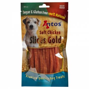 Recompense pentru caini Antos, Slices Gold, Pui, 100 g