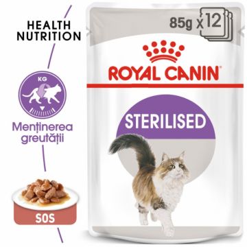 Royal Canin Feline Sterilised Gravy 12 plicuri X 85 g la reducere