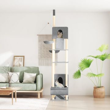 vidaXL Ansamblu pisici din podea până la tavan, gri deschis 277-303 cm