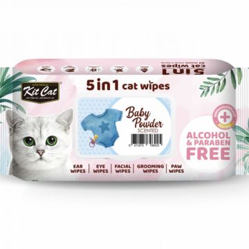 Absorbant Plus Antibacterian KitCat Pet Wipes Baby Powder, 80 bucati la reducere