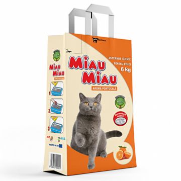 Asternut igienic bentonita, Miau Miau cu Portocala, 6 kg ieftin