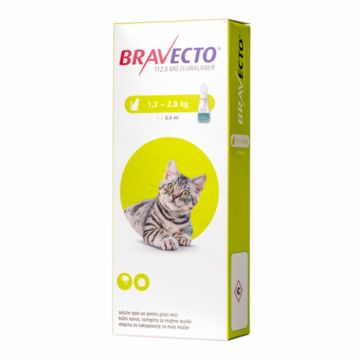 Bravecto Spot On Pisica 1.2-2.8 kg, 112.5 mg, 1 pipeta de firma original