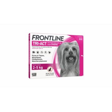Frontline Tri-act XS spot on pentru caini 2-5 kg - 3 pipete antiparazitare