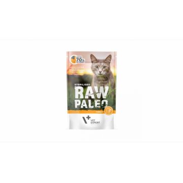 Hrana umeda pentru pisici sterilizate, RAW PALEO CAT, carne de curcan, 100 g