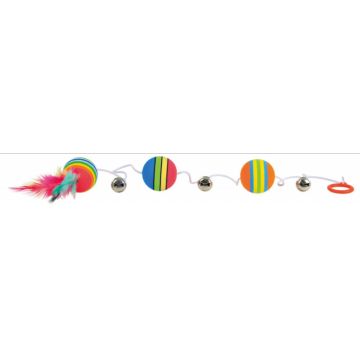Jucarie 3 mingi Rainbow cu Clopotel Pe Sfoara 3.5 cm