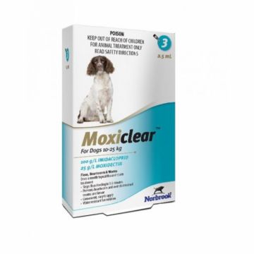 Moxiclear Caine Spot-On L 2.5 ml 10-25 kg 3 pipete ieftina