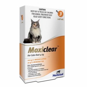 Moxiclear pipete antiparazitare pentru pisici intre 4-8 kg - 3 pipete de firma original