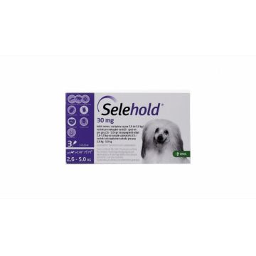 Selehold pentru caini 30 mg ml (2.6 - 5 kg), 3 x 0.25 ml