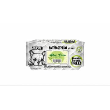 Servetele umede Absorbant Plus Antibacterian Pet Wipes Aloe Vera, 80 bucati ieftin